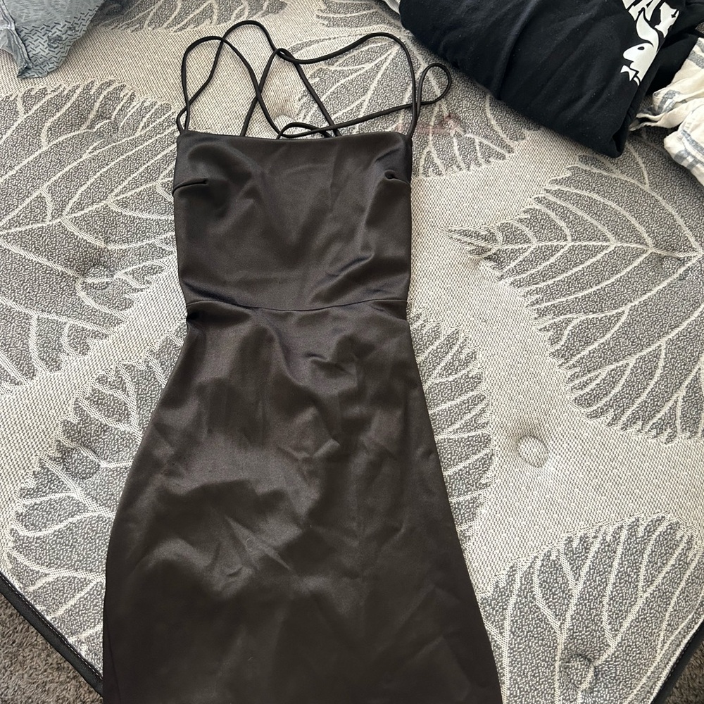 Black Sleeveless Spaghetti Strap Sheath Mini Dress